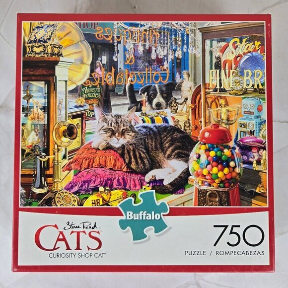 Buffalo Games CATS Curiosity Shop Cat 750 Piece Jigsaw Puzzle NWT Family Gift - Picture 1 of 8